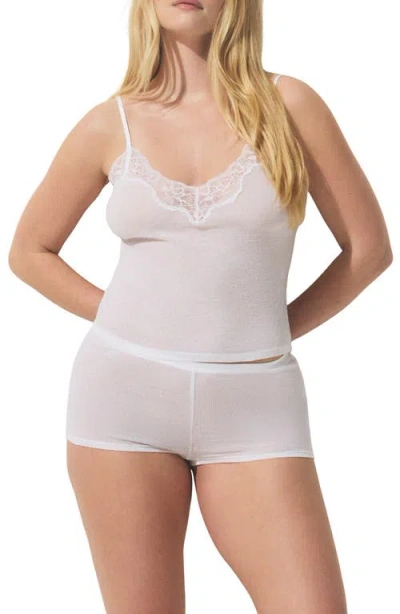 Skims Lace Cami & Shorts Set In White
