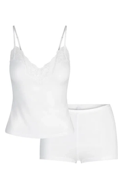 Skims Lace Cami & Shorts Set In White