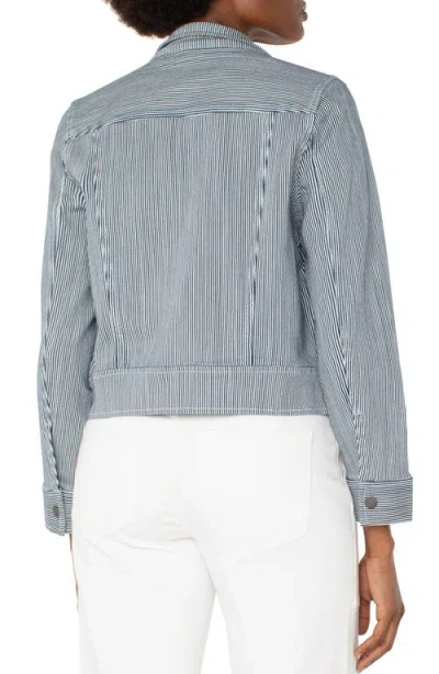 Liverpool Los Angeles Stripe Cotton Blend Crop Jacket In Gray