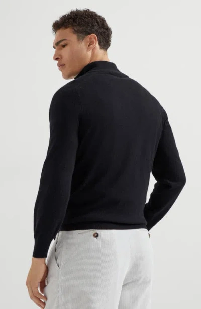 Brunello Cucinelli Cashmere Half-zip Sweater In Black