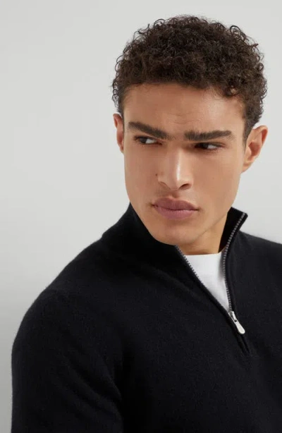 Brunello Cucinelli Cashmere Half-zip Sweater In Black