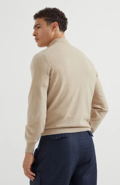 Brunello Cucinelli Cashmere Half-zip Sweater In Gray