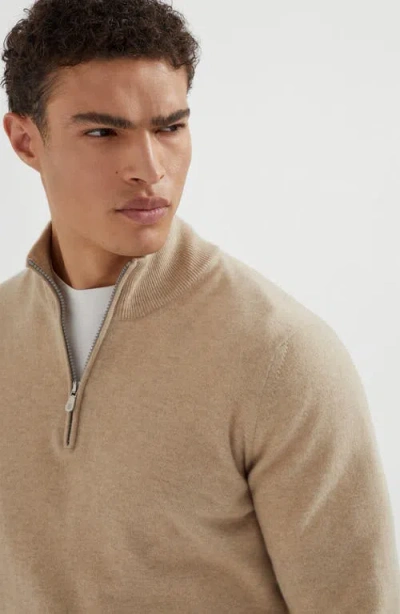 Brunello Cucinelli Cashmere Half-zip Sweater In Gray