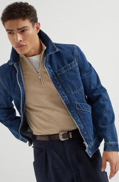 Brunello Cucinelli Cashmere Half-zip Sweater In Gray