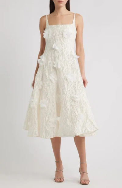 Sister Jane Petunia Bloom Sleeveless Satin Midi Dress In White