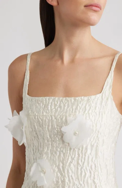 Sister Jane Petunia Bloom Sleeveless Satin Midi Dress In White