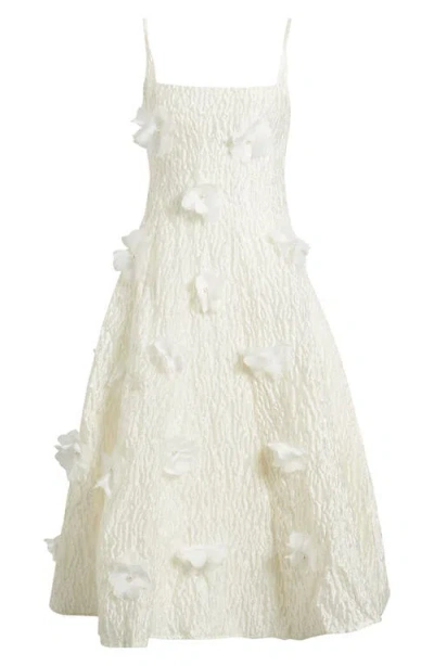 Sister Jane Petunia Bloom Sleeveless Satin Midi Dress In White