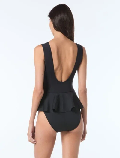 Vince Camuto Scuba Knit Skirted One Piece Swimsuit In Black