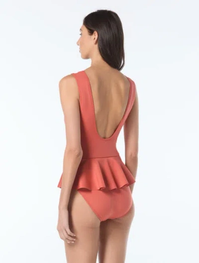 Vince Camuto Scuba Knit Skirted One Piece Swimsuit In Red