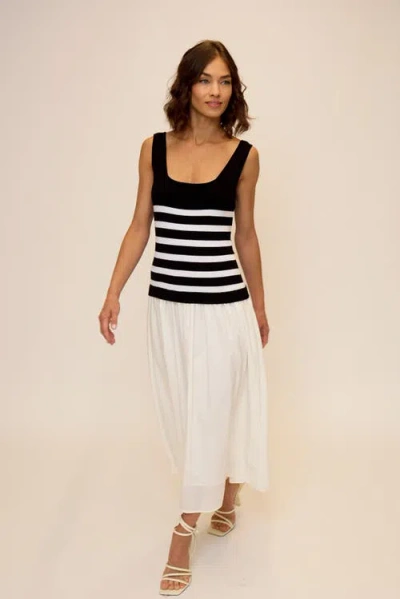 Central Park West Sienna Squareneck Twofer Midi Dress In Multi