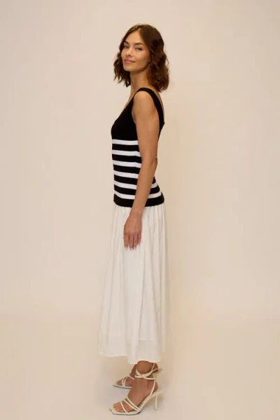 Central Park West Sienna Squareneck Twofer Midi Dress In Multi