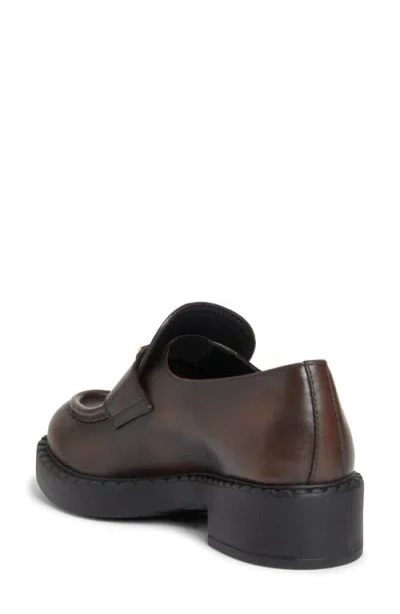 Prada Chocolate Logo Loafer