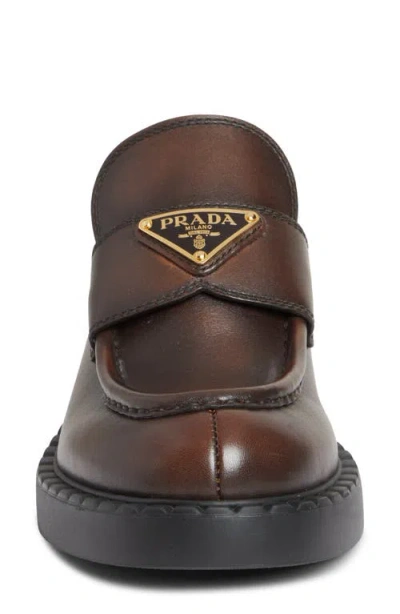 Prada Chocolate Logo Loafer