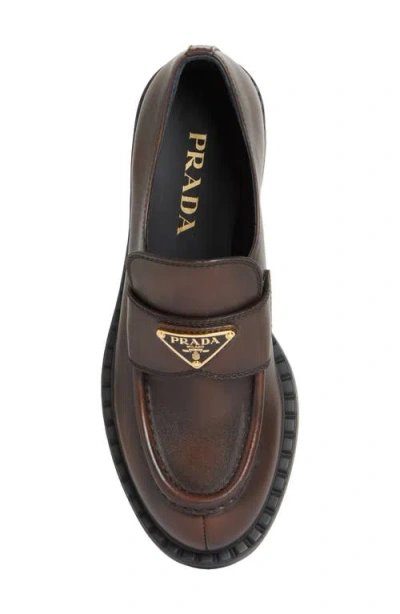 Prada Chocolate Logo Loafer