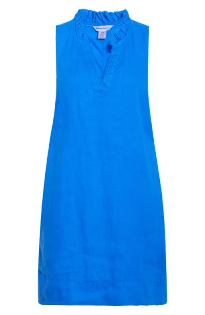 Tommy Bahama Two Palms Double Ruffle Linen Dress In Blue