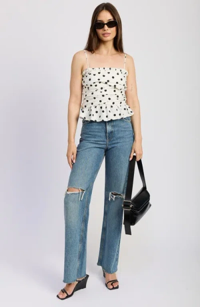En Saison Harley Ruched Linen Blend Camisole In White
