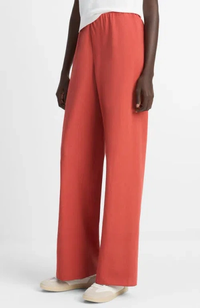 Vince Cotton Blend Wide Leg Pants In Pink