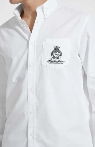 Guess Originals Embroidered Pocket Button-down Shirt In White