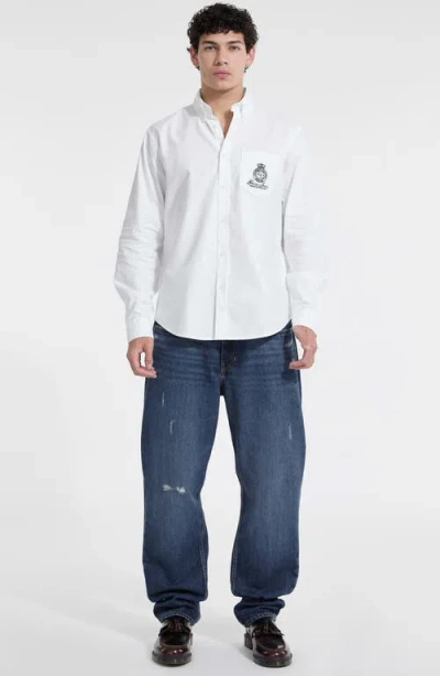 Guess Originals Embroidered Pocket Button-down Shirt In White
