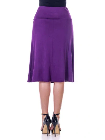 24seven Comfort Apparel A-line Elastic Waist Knee Length Skirt In Purple