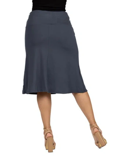 24seven Comfort Apparel A Line Elastic Waist Knee Length Skirt In Gray
