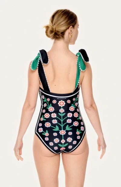 Jessie Zhao New York Midnight Bloom Reversible One-piece Swimsuit