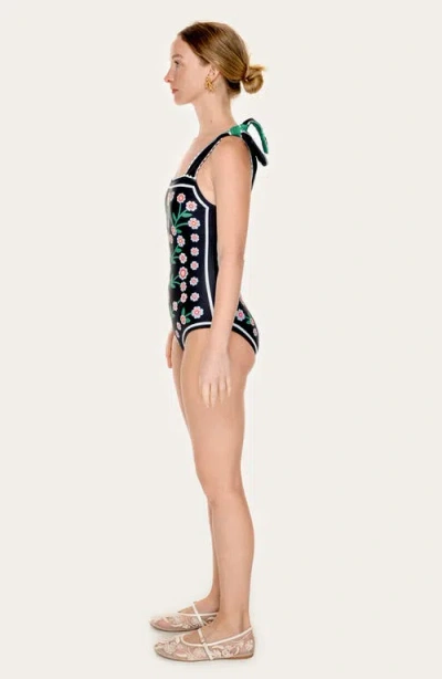 Jessie Zhao New York Midnight Bloom Reversible One-piece Swimsuit