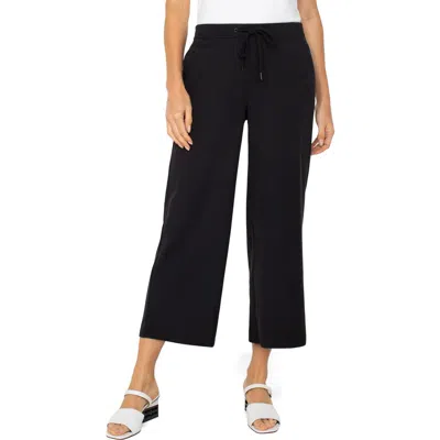Liverpool Los Angeles Drawstring Ankle Wide Leg Pants In Black