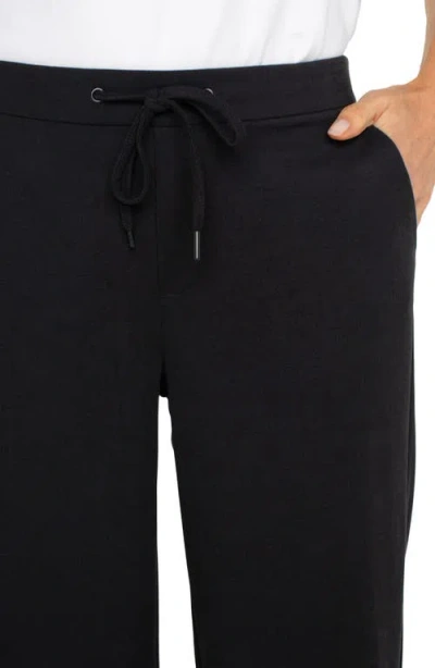 Liverpool Los Angeles Drawstring Ankle Wide Leg Pants In Black