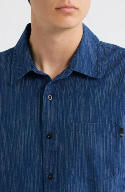 Ag Wesley Stripe Relaxed Fit Short Sleeve Button-up Shirt In Blue