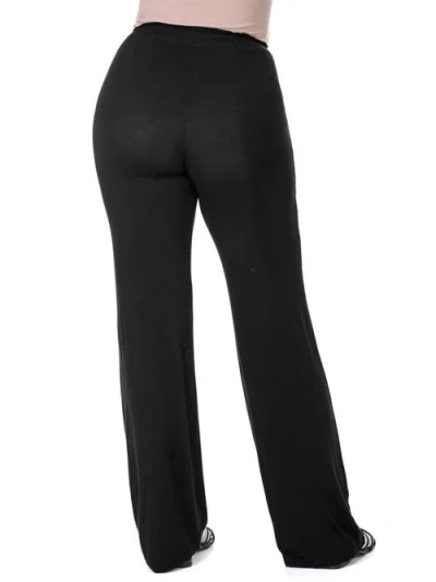 24seven Comfort Apparel Plus Size Comfortable Stretch Draw String Pants In Black