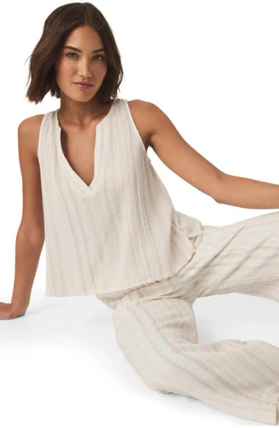 Splendid Lara Stripe Cotton Gauze Tank In White