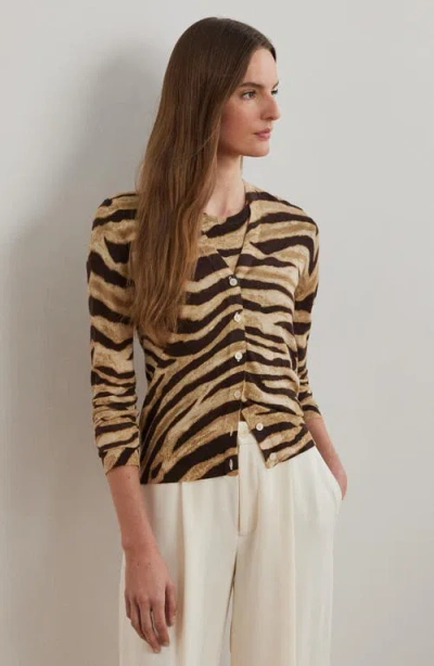 Ralph Lauren Zebra-print Linen-cotton Cardigan In Animal Print