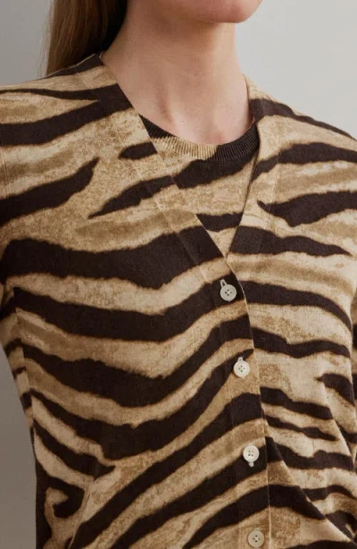 Ralph Lauren Zebra-print Linen-cotton Cardigan In Animal Print