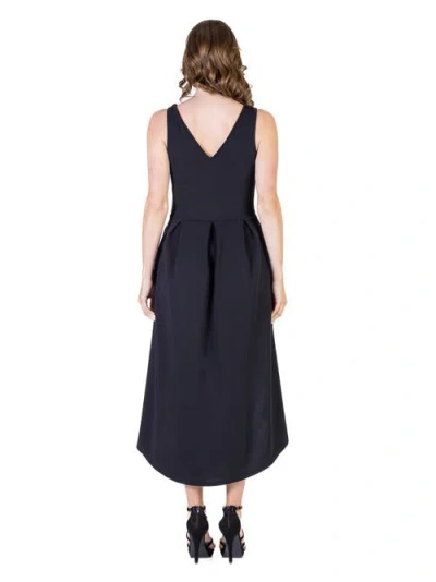 24seven Comfort Apparel Sleeveless Fit N Flare High Low Dress In Black
