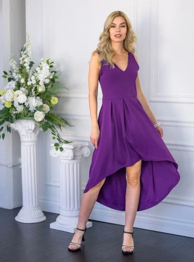 24seven Comfort Apparel Sleeveless Fit N Flare High Low Dress In Black