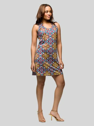24seven Comfort Apparel Women's Sleeveless Knee Length Shift Dress In Multi