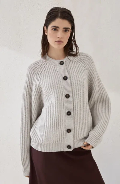 Brunello Cucinelli Cashmere Feather Yarn Cardigan In Gray