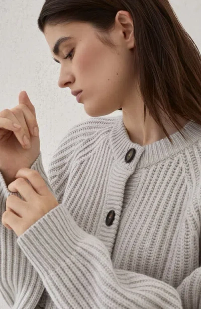 Brunello Cucinelli Cashmere Feather Yarn Cardigan In Gray