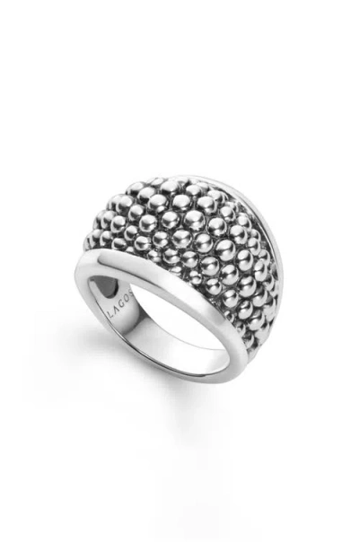 Lagos Signature Caviar Dome Ring In Metallic