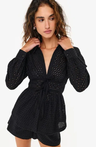 Cami Nyc Stefania Eyelet Shirt In Black