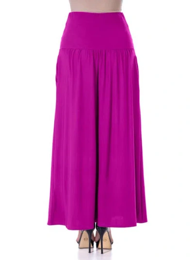 24seven Comfort Apparel Women's Foldover With Pockets Maxi Skirt In Purple