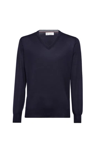 Brunello Cucinelli Cashmere And Silk Sweater In Blue