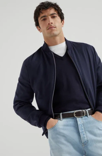 Brunello Cucinelli Cashmere And Silk Sweater In Blue
