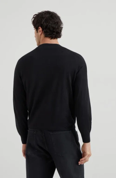 Brunello Cucinelli Long-sleeved Cashmere Polo In Black