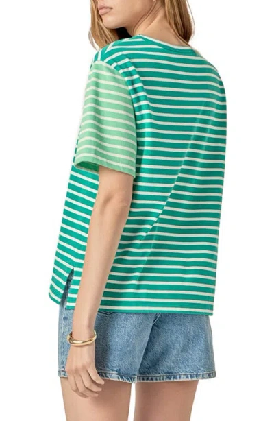 English Factory Colorblock Stripe Cotton T-shirt In Green