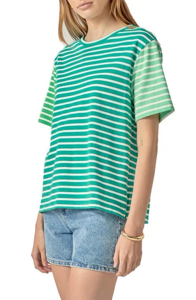 English Factory Colorblock Stripe Cotton T-shirt In Green