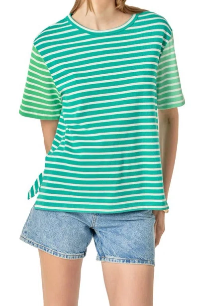 English Factory Colorblock Stripe Cotton T-shirt In Green
