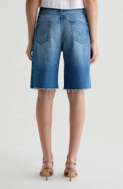 Ag Hattie Cinched High Rise Bermuda Jean Shorts In Sweetwater In Blue