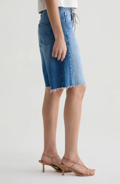 Ag Hattie Cinched High Rise Bermuda Jean Shorts In Sweetwater In Blue